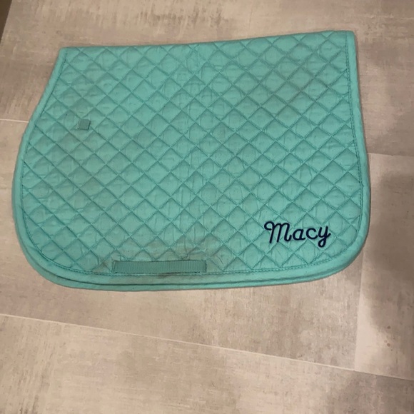 Dover Saddlery All Purpose Saddle Pad with “Macy” Embroidery Mint/Navy - Picture 1 of 4